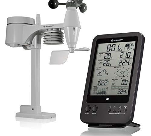 Bresser Wetterstation Funk mit Außensensor Wetter Center 5-in-1, Schwarz