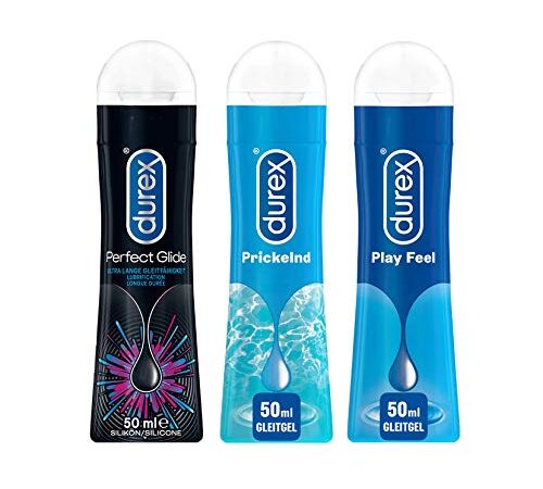 Durex Play Ausprobierpaket mit 3 verschiedenen Gleitgelen | Prickelnd & Perfect Glide & Feel (3 x 50ml)