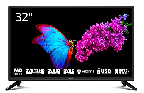 DYON Enter 32 Pro X2 80 cm (32 Zoll) Fernseher (Triple Tuner (DVB-C/-S2/-T2), Hotelmodus, USB-Media Play.) [Modelljahr 2022], Schwarz