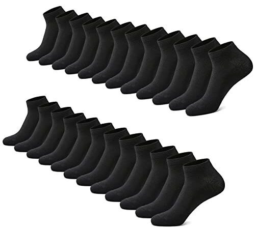 FALARY Sneaker Socken Herren Damen 12 Paar Kurze Halbsocken Baumwolle-Schwarz-43-46