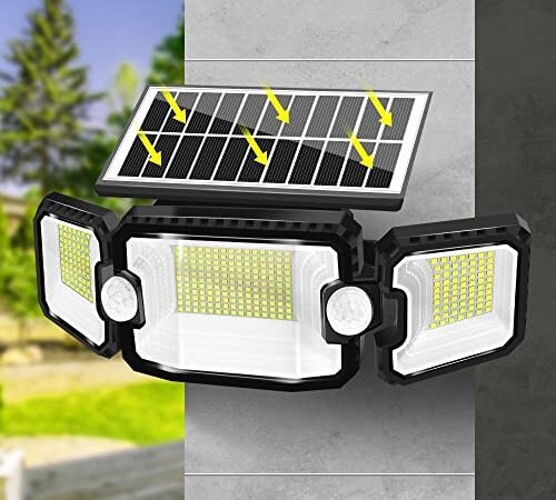 FLITI Solarlampen für Außen mit Dual Bewegungsmelder, bewegungsmelder licht flood light outdoor, IP65 Wasserdicht