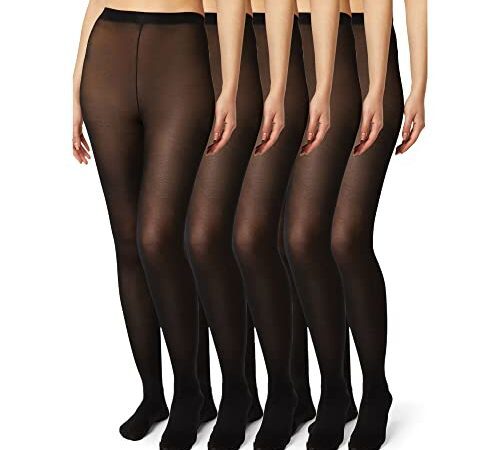 FM London (5er-Pack) Strumpfhose für Damen | Bequeme Damenstrumpfhose mit Stretch-Fit-Design | 40 Denier Schwarz Strumpfhose, Nackt Strumpfhose & Blau Strumpfhose mit robuster Konstruktion
