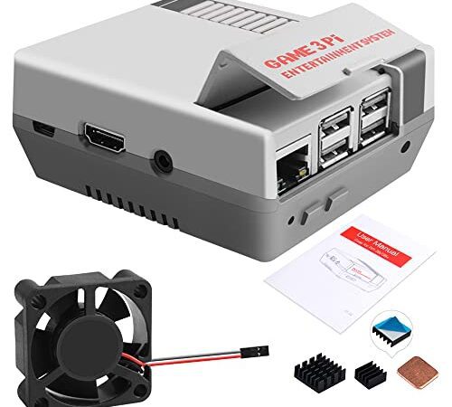 GeeekPi Retro Gaming Nes3Pi Gehäuse für Raspberry Pi 3 Modell B/B +, Raspberry Pi 2B / 3B / 3B + Gehäuse mit Lüfter Raspberry Pi Kühlgebläse Raspberry Pi Kühlkörper für Raspberry Pi 2B / 3B / 3B +