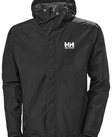 Helly Hansen SEVEN J JACKET – Wasserdichte Regenjacke für Sport und Outdoor-Aktivitäten – Kapuzenjacke für Herren, Schwarz (Black), XL
