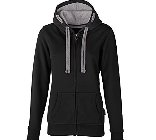 HRM Damen Jas F hoodie, Schwarz, L EU