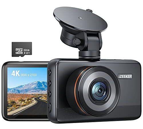 iZEEKER 4K Dashcam Front mit MicroSD Karte, 4K 30FPS/1080P 60FPS Dash Camera für Autos, Autokamera mit Super Nachtsicht, WDR, Notfallaufnahme, Parküberwachung