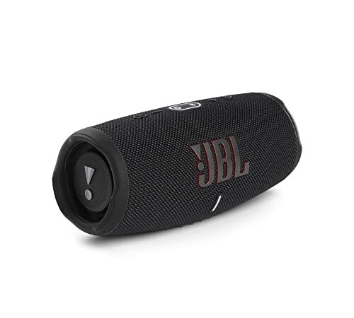 JBL Charge 5 Bluetooth-Lautsprecher in Schwarz – Wasserfeste, portable Boombox mit integrierter Powerbank – Eine Akku-Ladung für bis zu 20 Stunden kabellosen Musikgenuss