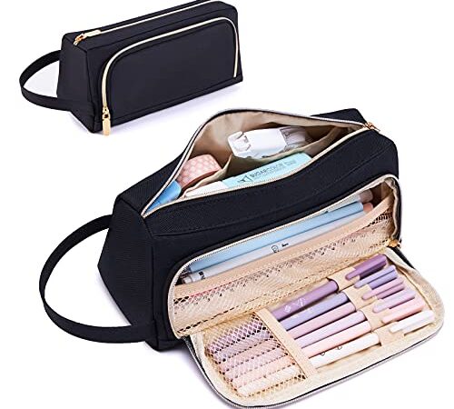 KALIDI Federmäppchen, Etui Große Kapazität 2 Fach Federtaschen Unisex Mäppchen Stiftetasche Bleistift Beutel Federmappe Schulsachen Pencil Case mit Tragegriff für Schule Büro Mädchen Damen Student