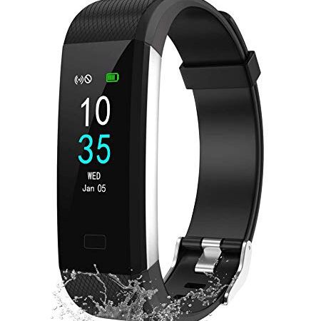 LEBEXY Fitness Armband Wasserdicht IP68 | Fitness Tracker Uhr | Smartwatch Schrittzähler Aktivitätstracker | Kalorienzähler Sportuhr eingebautes GPS, Schwarz