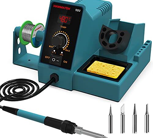 Lötstationen, Profi Lötkolben Station Set,Einstellbare Temperatur 200-480°C, Temperaturdifferenzeinstellung, Elektronik Digital mit 5 austauschbaren Spitzen und 1 Blechdraht, Temperaturanzeige