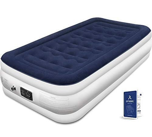 Luftbett Selbstaufblasend Luftmatratze Einzelbett Gästebett mit Eingebauter Elektrischer Pumpe und Integriertem Kissen für Camping oder Heimgebrauch Aufblasbare Matratze für 1 Person