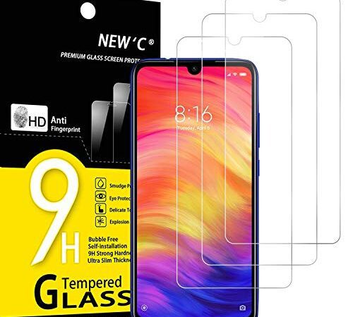 NEW'C 3 Stück, Panzer Schutz Glas für Xiaomi Redmi Note 7, Frei von Kratzern, 9H Härte, HD Displayschutzfolie, 0.33mm Ultra-klar, Ultrabeständig