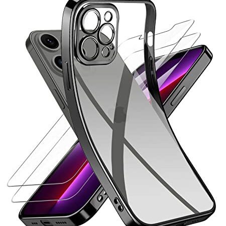 Niphabe Handyhülle für iPhone 13 Pro Max Hülle mit Kameraschutz, Original Silikon mit 2 Schutzfolie,Niemals Gelb Ultra Dünn Crystal Clear Durchsichtig Schutzhülle für iPhone 13 Pro Max 6.7"