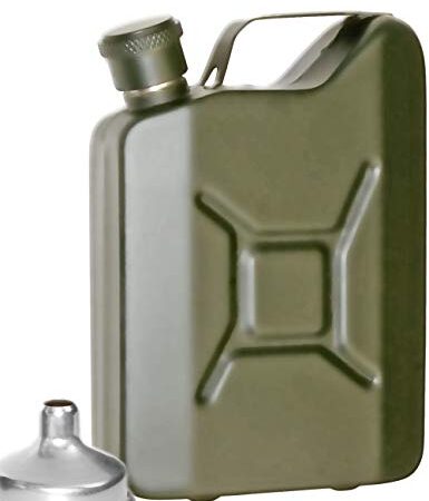 Outdoor Saxx® - Edelstahl Flachmann Sprit Benzin-Kanister Optik, Taschen-Flasche, Trink-Flasche, Schnaps-Flasche, Tolle Geschenk-Idee in Geschenk-Box, 150 ml, Oliv-grün
