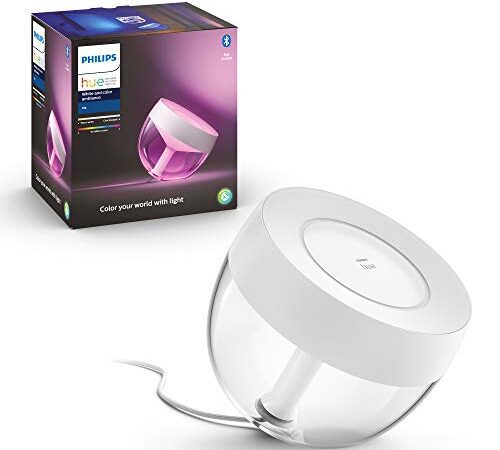 Philips Hue White & Color Ambiance Iris Tischleuchte weiß 520lm, dimmbar, 16 Mio. Farben, Deep Dimming-Funktion, steuerbar via App, kompatibel mit Amazon Alexa (Echo, Echo Dot)
