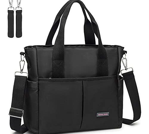 ROYALFAIR Baby Wickeltasche Klein für Unterwegs Reise Wickeltasche Bote Messenger mit Isoliertasche und Befestigungshaken (Schwarz, Klein)