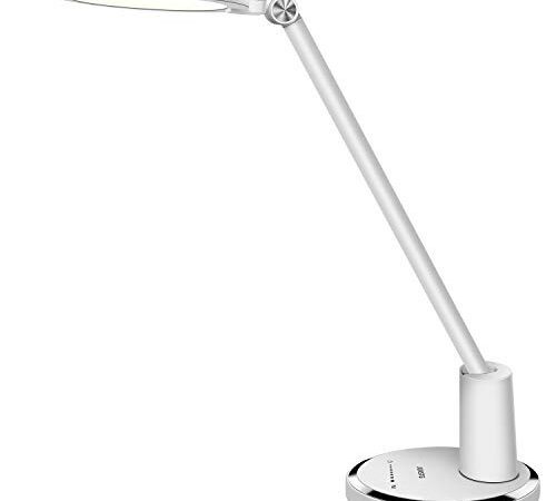 Schreibtischlampe LED,JUKSTG 12W Büro Tischleuchte TouchBedienung Dimmbar 10 Helligkeits 5 Farbstufen Augenschutz Tischlampen Nachttischlampe, für Büro, Lesen, Arbeit,Kinder (Weiß)