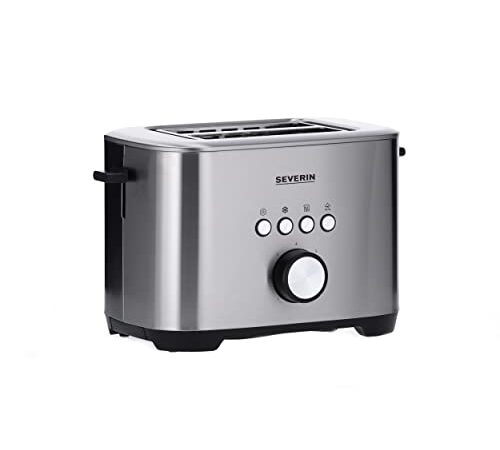 SEVERIN AT 2510 Toaster mit Bagel-Funktion für einseitiges und energiesparendes Toasten, 800 W, 2 große Röstkammern und integrierter Brötchenaufsatz, Edelstahl Gebürstet