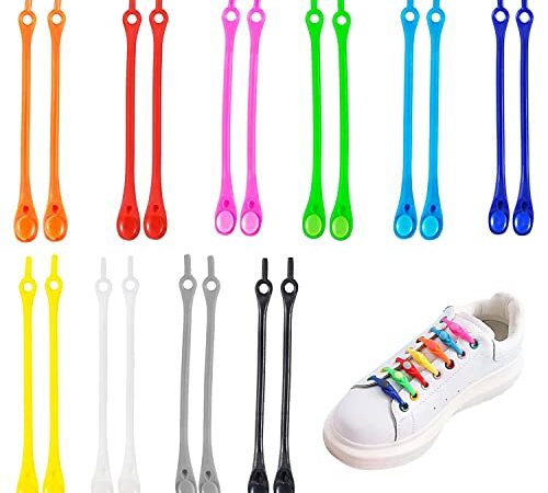 SJUNJIE 100 Stück Silikon Schnürsenkel, No Tie Schnürsenkel für Kinder und Erwachsene, Faule Elastische Schnürsenkel, wasserdichte Schnürsenkel für Walking Athletic Running (Bunt)