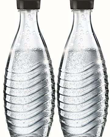 SodaStream DuoPack Glaskaraffe, Ersatzflaschen geeignet für die SodaStream Wassersprudler Crystal und Penguin, 2x 0,6 L Glaskaraffe