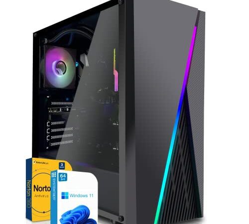 SYSTEMTREFF® Basic Gaming PC AMD Ryzen 5 5600G 6x4.4GHz | AMD RX Vega 7 4K HDMI DX12 | 256GB M.2 NVMe | 16GB DDR4 RAM | Windows 11 | WLAN Desktop Computer Rechner für Gamer, Zocker