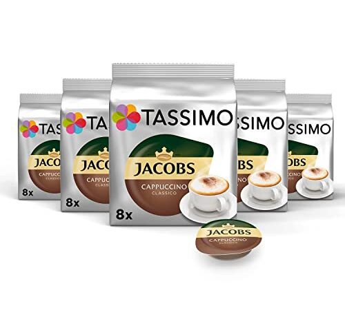 Tassimo Kapseln Jacobs Cappuccino Classico, 40 Kaffeekapseln, 5er Pack, 5 x 8 Getränke
