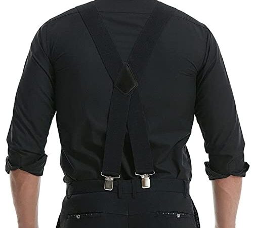 TBSCWYF Elastische 5cm breite Hosenträger, 4 Starken Clips X-Form, Hosenträger X-Form lange für Männer und Damen Hose