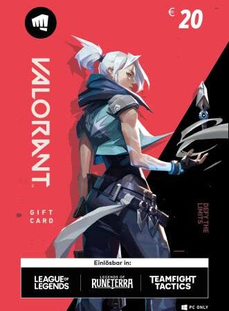 VALORANT points | €20 Guthaben | (Einlösbar in VALORANT, League of Legends, Teamfight Tactics und Legends of Runeterra)