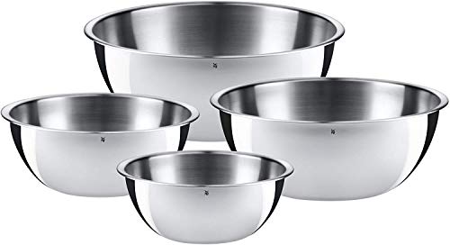 WMF Gourmet Schüsselset 4-teilig, Edelstahl Schüsseln für die Küche 1,0l - 3,5l, Rührschüssel, Salatschüssel, Servierschüssel, Cromargan, stapelbar