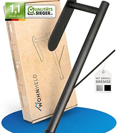 WOHNHELD® Küchenrollenhalter ohne Bohren [MIT ABROLL-Bremse] einhändig Abreißen & kein Nachrollen der Küchenrolle I Zewa Rollenhalter selbstklebend I Schwarz I aus Edelstahl I für die Küche