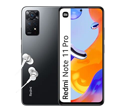 Xiaomi Redmi Note 11 Pro, Smartphone + Kopfhörer, 6 + 128 GB Handy ohne Vertrag, 6,67'' 120 Hz FHD + AMOLED Display, 67 W Turbo-Charge, 108 MP Kamera, Graphite Gray (DE Version, Amazon Exclusive)