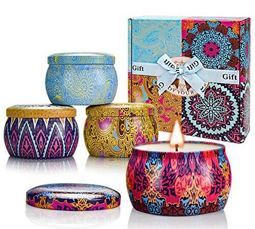 Yinuo Mirror Geschenke für Frauen, 4 * 120g Duftkerzen Geschenkset für Frauen, Sojawachs Aromatherapie Kerzen für Muttertag,Weihnachten,Geburtstag, Valentinstag, Bad, Yoga