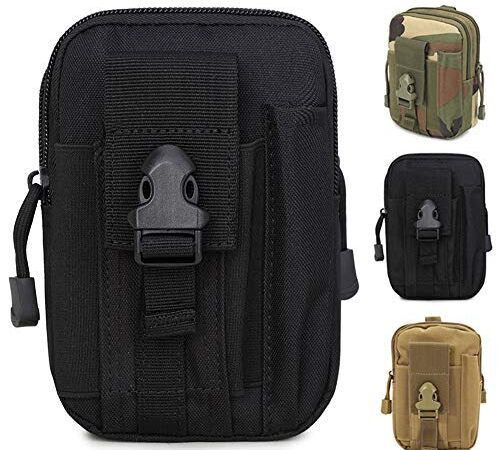 ZhaoCo Taktische Hüfttaschen, Nylon Militär Kompakt MOLLE EDC Tasche Gürteltasche Beutel Taille Taschen für Gadget-Dienstprogramm Handy Camping Wandern und Reisen - Schwarz