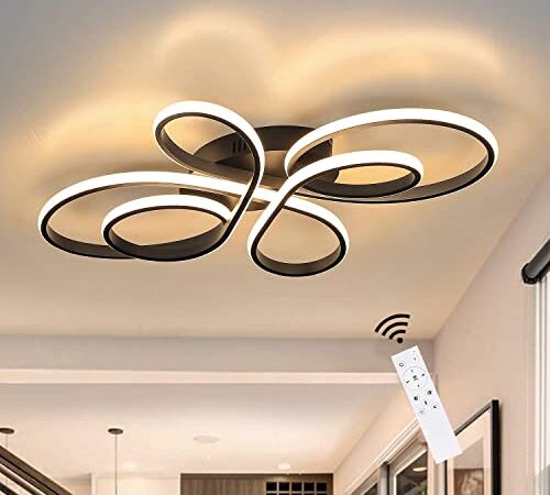 ZMH LED Deckenleuchte Dimmbar Deckenlampe Wohnzimmer Modern Schwarz mit Fernbedienung 65W aus Metall in Schmetterlingforming Design Wohnzimmerlampe für Schlafzimmer Esszimmer Restaurant Arbeitzimmer