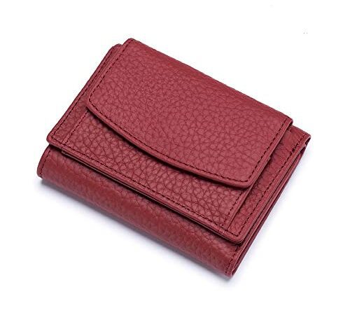 1Pcs Mini Geldbeutel Damen klein Echtleder Geldbeutel Damen Mini Portemonnaie mit RFID Damen Geldbörse Echtleder Kleine Leichte Brieftasche Schutz Kurzer Frauen kleine Geldbörse mit Münzfach