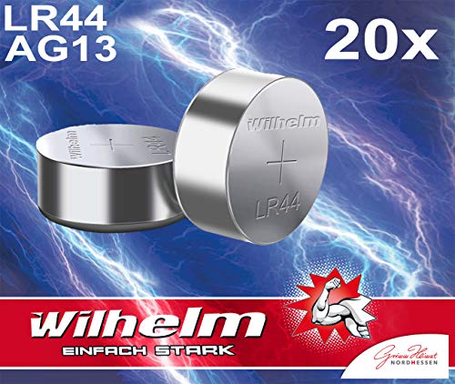 20 x Wilhelm AG13 / V13GA Knopfzelle LR44 | 165mAh 1,5V Alkaline 357 LR1155 Bulk