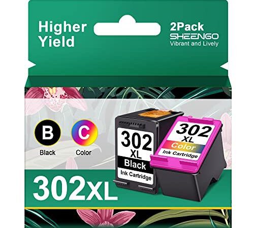 2er Set 302XL (F6U67AE) Druckerpatrone Farbe und Schwarz Wiederaufbereitet Tinte 302XL für HP 302 XL Patronen für HP Officejet 3831 5230 3830 5220 für Envy 4525 4520 4527 für Deskjet 3630 3636 2130