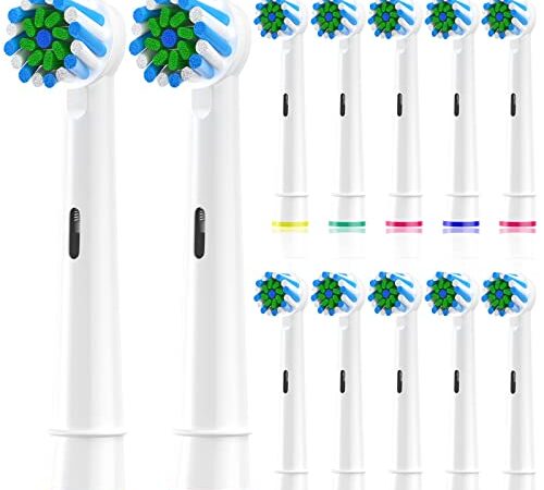 Aufsteckbürsten Kompatibel mit Braun Oral b Elektrische Zahnbürste, Zahnbürstenköpfe geeignet für Oral-B Pro1000/2000/3000/5000/Vitality und mehre, Cross 12pcs Weiß