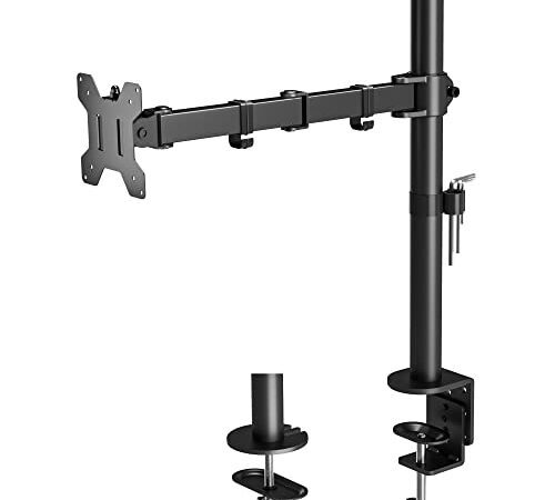 BONTEC 13-32 Zoll Monitor Halterung für LED LCD Bildschirme bis 10 kg, Monitor Tischalterung 1 Monitor Höhenverstellbar Neigbar Schwenkbar, 2 Montageoptionen, VESA 75x75/100x100, Schwarz
