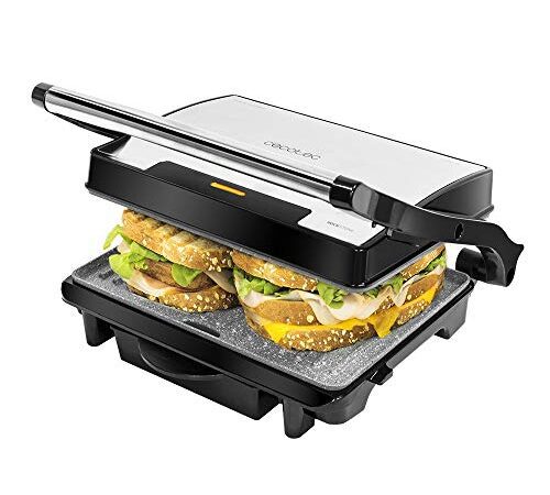 Cecotec Rock'nGrill 1500 Rapid Elektrogrill. RockStone-Steinverkleidung, höhenverstellbare Deckplatte, Fettwanne, 1500 W Leistung, umweltfreundliche Verkleidung (1500 W)