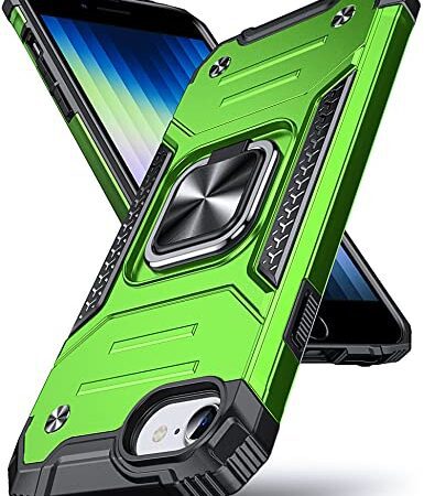 DASFOND Armor Hülle für iPhone SE 2022/8/7/6S/6 iPhone SE 2020 Case Militär Stoßfest Handyhülle [Upgrade 2.0] 360 Grad Metal Ring Halter Ständer Schutzhülle [für Auto Magnet], Grün