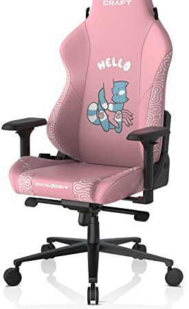 DXRacer Carft Gaming-Stuhl für Zuhause und Büro | kühlendes Gelschaum-Kissen, integrierte Lendenwirbelstütze, 4D verstellbare Armlehne, Standard, Rosa