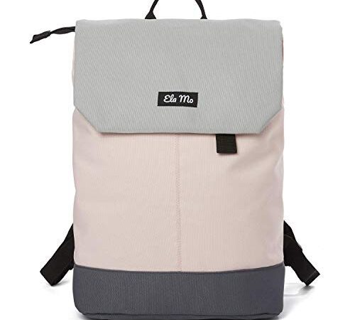 Ela Mo Rucksack Damen - Schön u. Durchdacht - Daypack mit Laptopfach & Anti Diebstahl Tasche für Ausflüge, Uni, Schule u. Büro (Rose on Rocks)