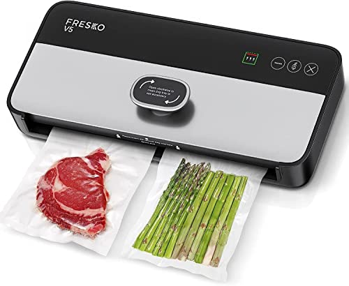 Fresko vollautomatische Vakuumiergerät, Automatische Auswahl des Trocken- und Feuchtmodus, Vakuumierer Folienschweißgerät für Sous Vide Kochen,Vakuumbeutel Inklusive