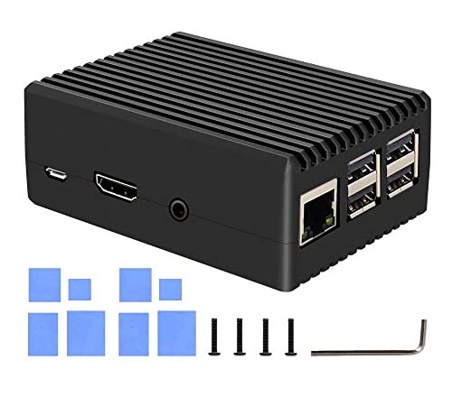 Geekworm Raspberry Pi 3 B+/ 3B Gehäuse Case, Pi 3B+/ 3B Aluminum Passive Cooling Case Housing for Raspberry Pi 3 Model B+/Raspberry Pi 3 Model B (P252)