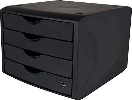 Helit H6429595 - Schubladenbox „the green chameleon“, aus Recycling-Kunststoff Blauer Engel zertifiziert, anthrazit-schwarz, 1 Stück