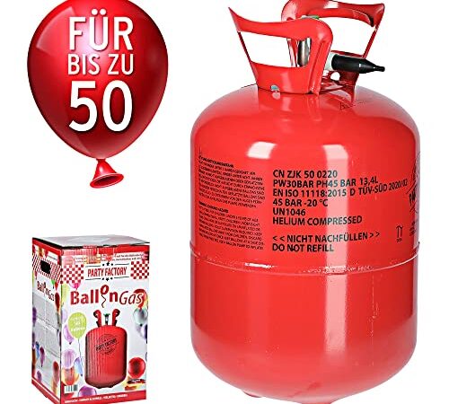 Helium Ballongas für 50 Ballons | Heliumflasche 400L Gasfüllung Folienballons Luftballons | Party Hochzeit (1 x Ballongas 50)