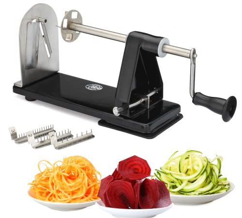 ICO ICO010 Profi Spiralschneider Spirali/Gemüse Spiralizer (100% Aluminium), Black, 22.5 x 9 x 12.5 cm