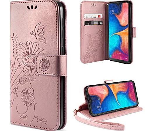 ivencase Handyhülle Kompatibel mit Samsung Galaxy A40 Hülle Flip Lederhülle, Handyhülle Book Case PU Leder Tasche Case und Magnet Kartenfach Schutzhülle (Rosa)