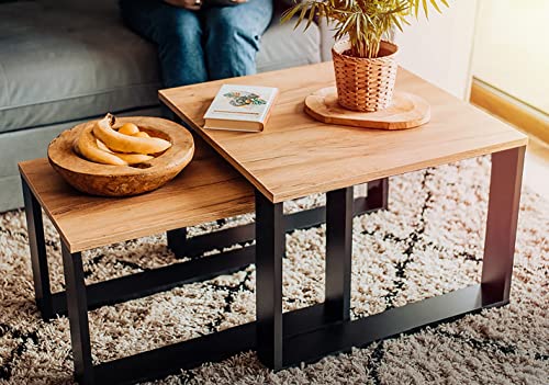 KANWOD RELY ON QUALITY Couchtisch, 2er Set, Beistelltisch, Satztisch,Sofatisch, Kaffeetisch, Doppel Couchtisch, Wohnzimmermöbel, für Wohnzimmer, Schlafzimmer, Colonial Stil, loft, Retro